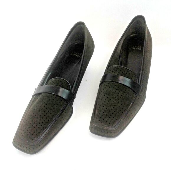 Stuart Weitzman Womens Chocolate Perforated 1.75 Kitten Heels Size 6W - Picture 2 of 8
